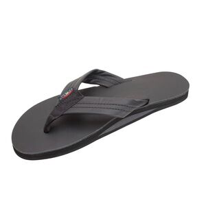 Black Leather Rainbow Flip Flops